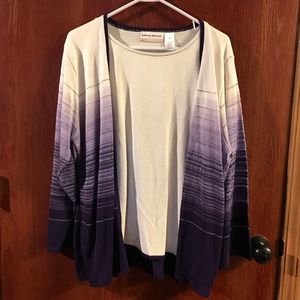 Purple and White Cardigan and Blouse